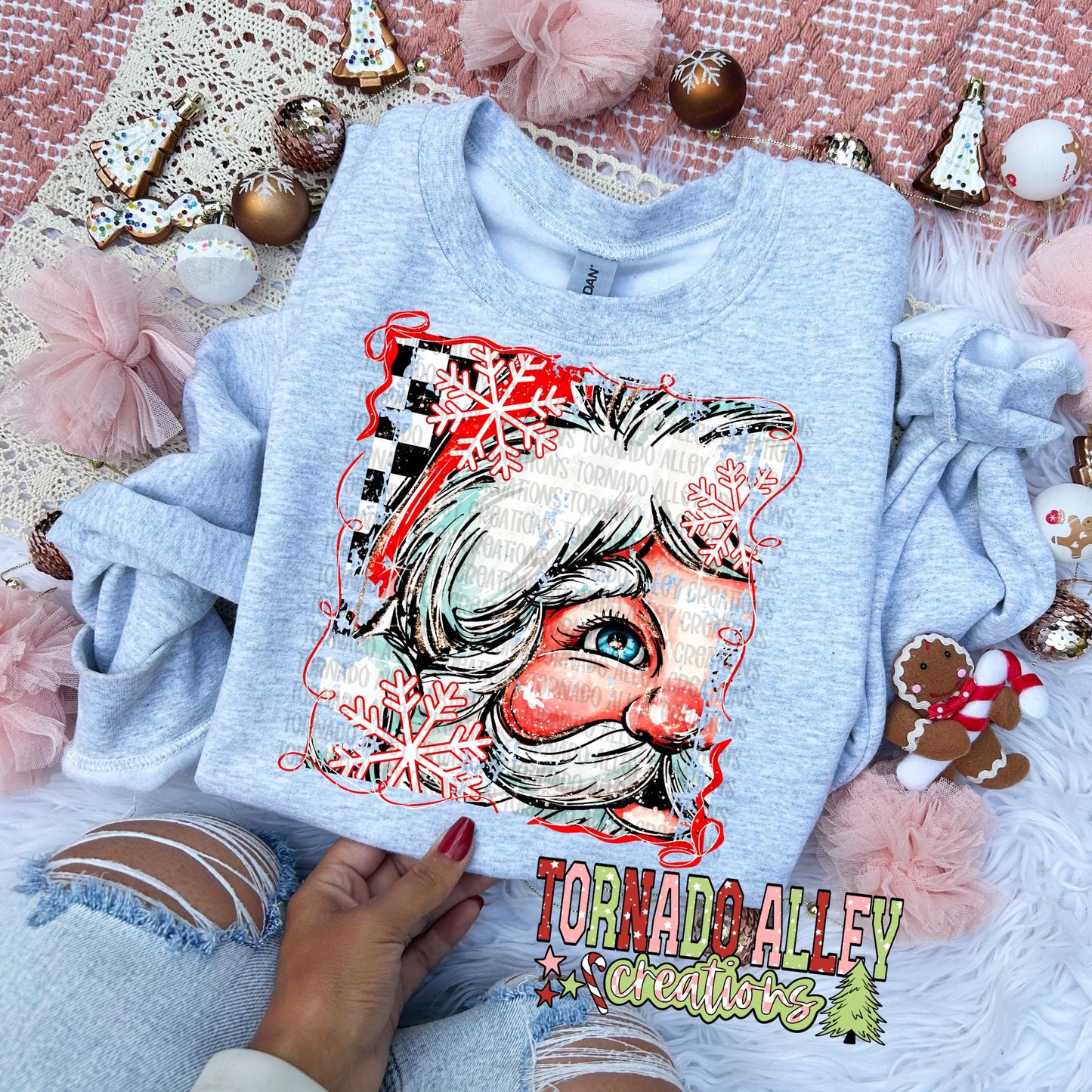 Cute Vintage Santa Brushstroke Crewneck
