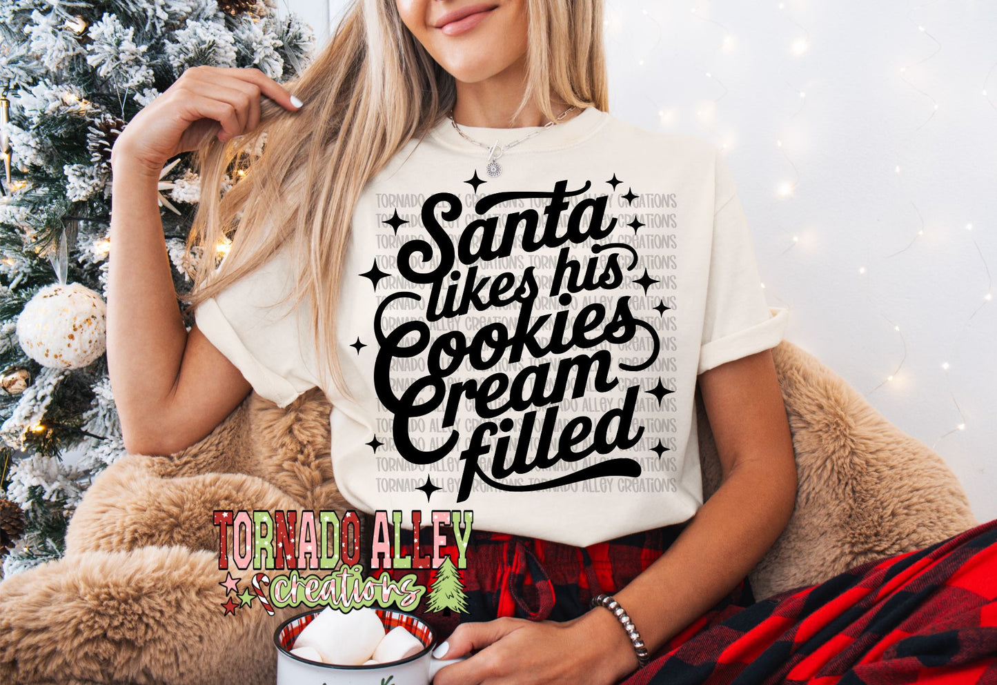 Santa Likes His Cookies Cream Filled Tee