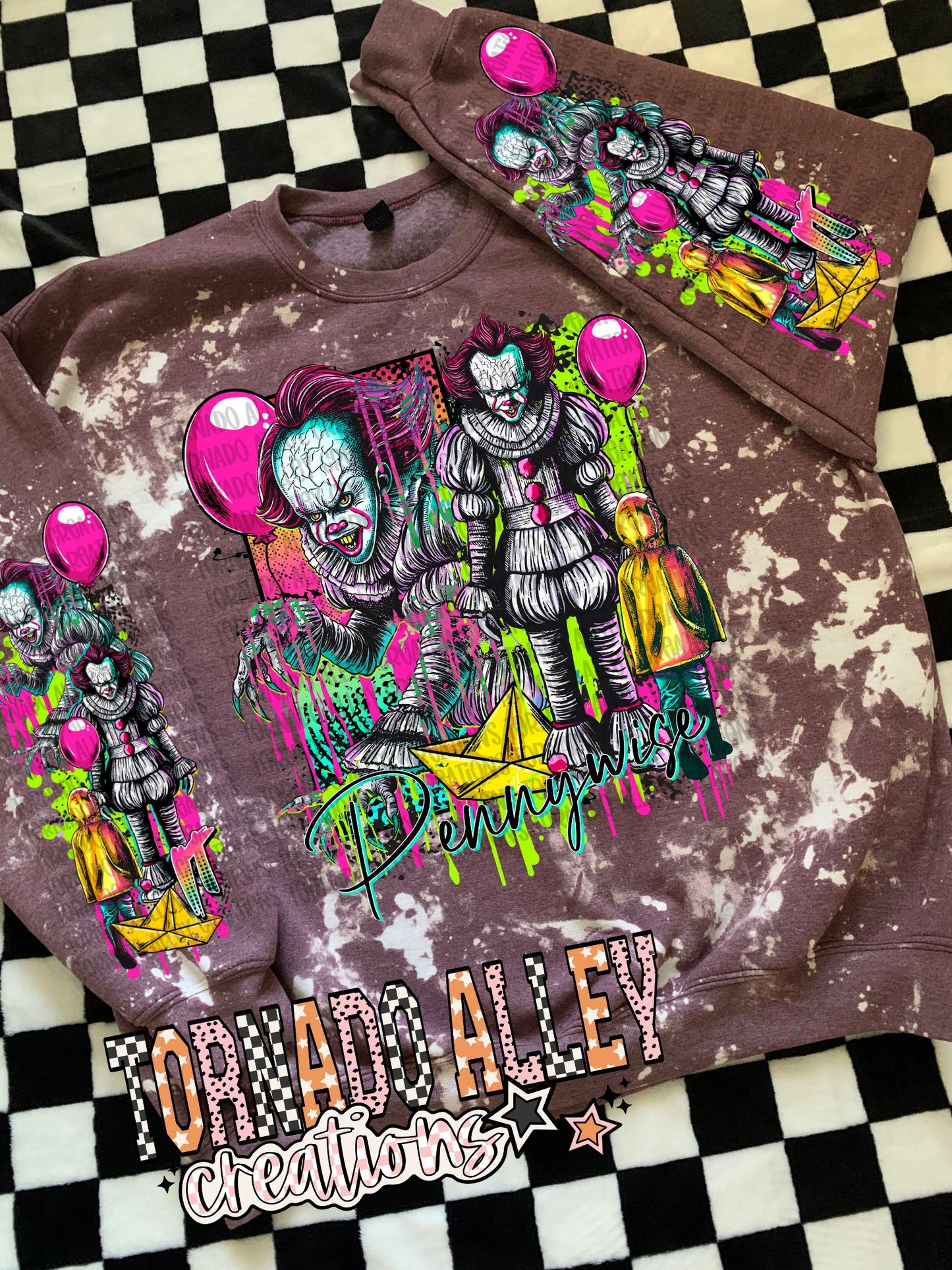 Spooky Neon Clown Crewneck