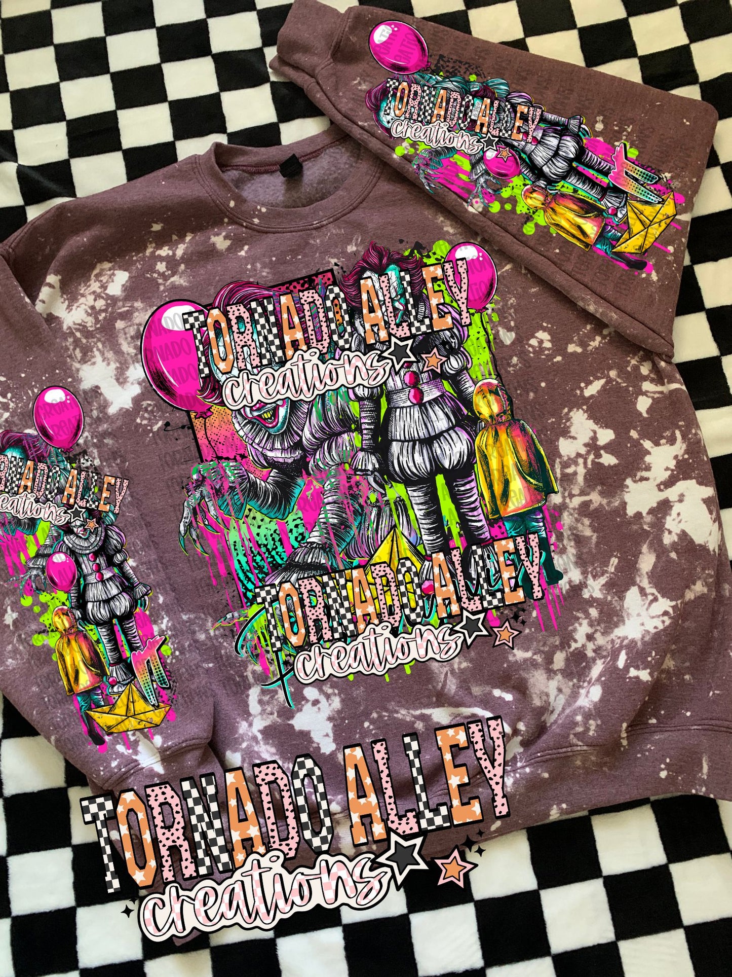 Spooky Neon Clown Crewneck