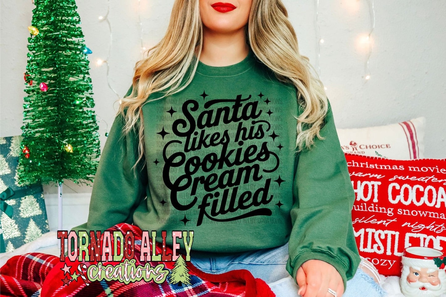 Santa Likes His Cookies Cream Filled Crewneck