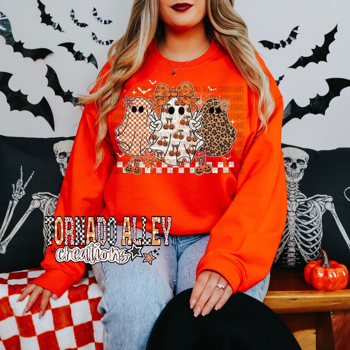 Spooky Fall Preppy Ghosts Crewneck