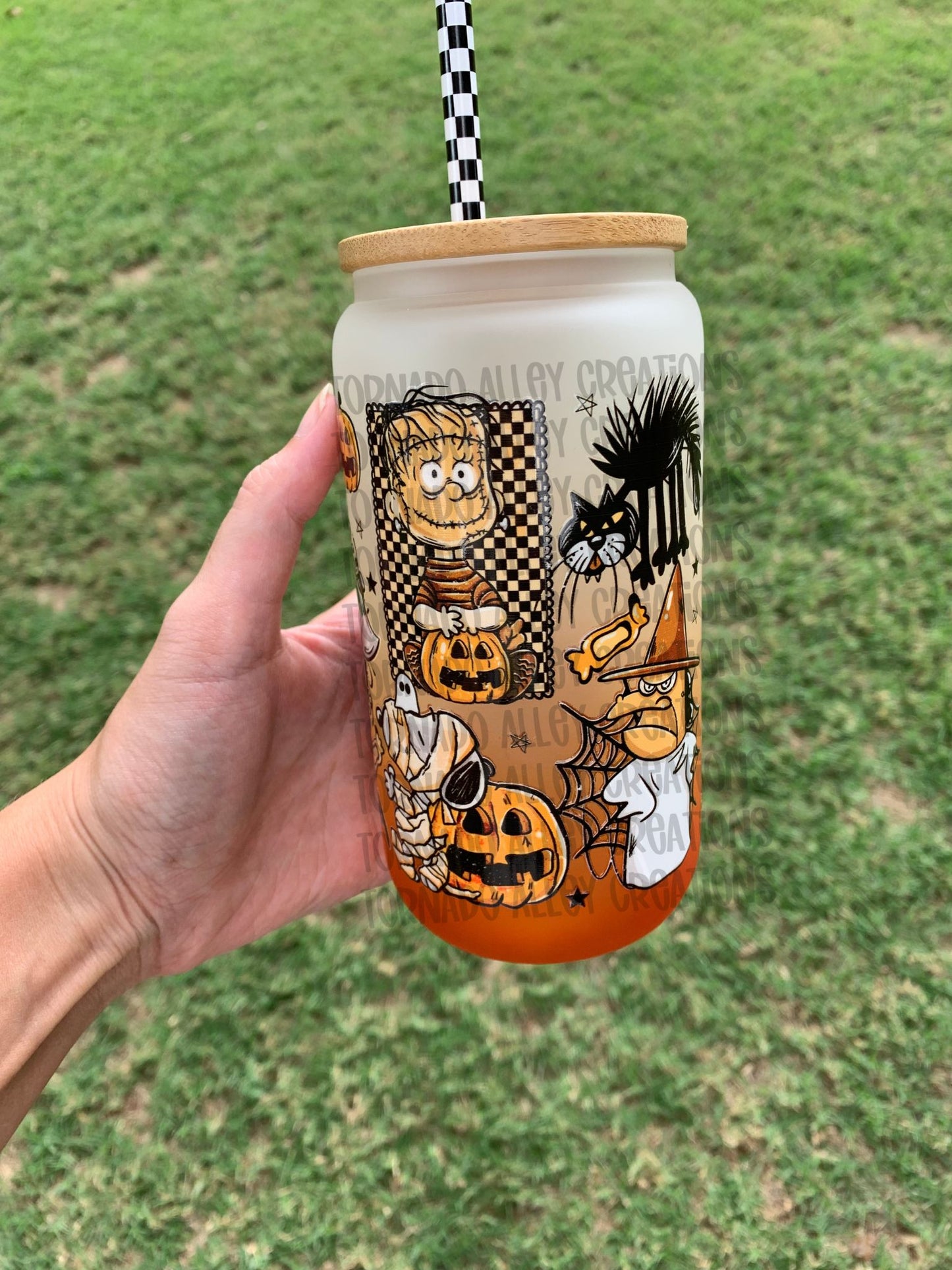 Vintage Halloween 16oz Glass Can