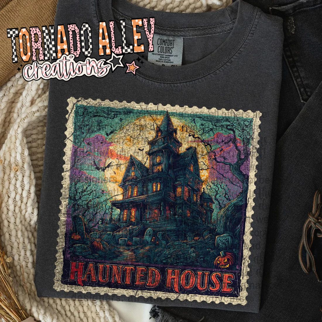 Spooky Haunted House Stamp Tee
