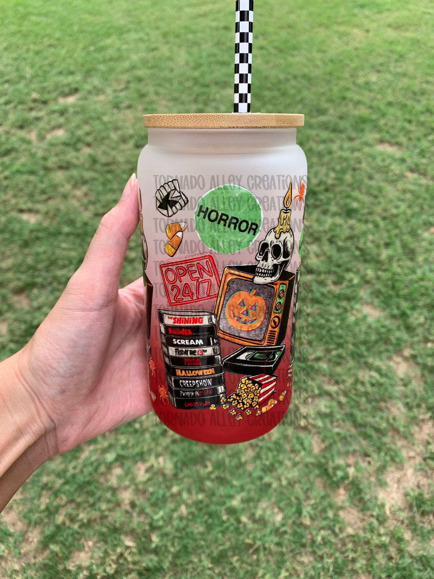 Spooky Videos 16oz Glass Can