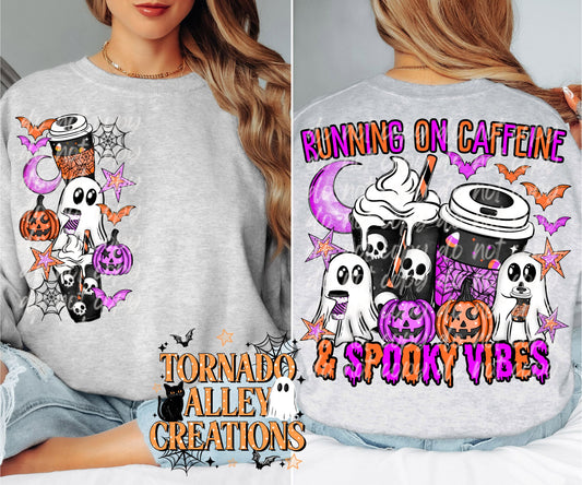 Running on Caffeine and Spooky Vibes Crewneck