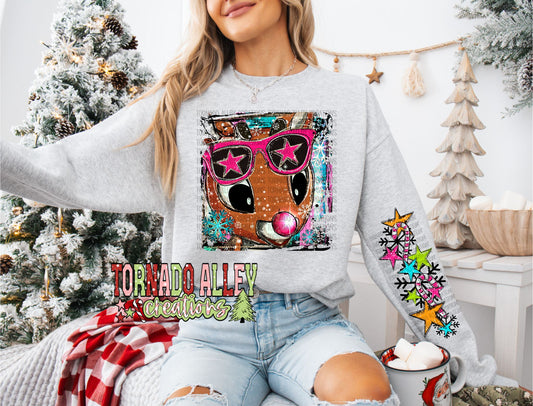 Cute Reindeer Brushstroke Crewneck
