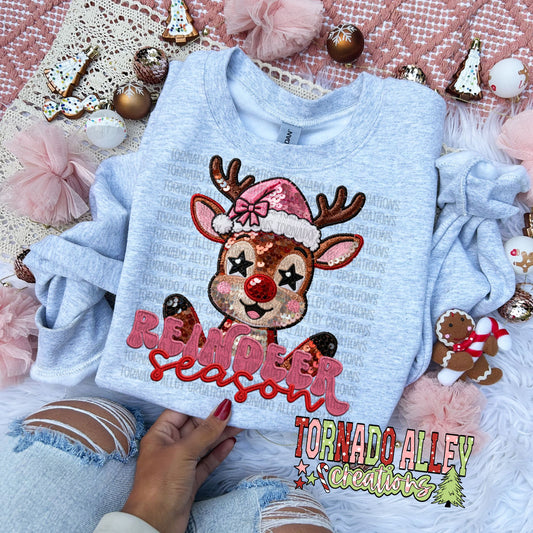 Reindeer Season Faux Sequin Crewneck