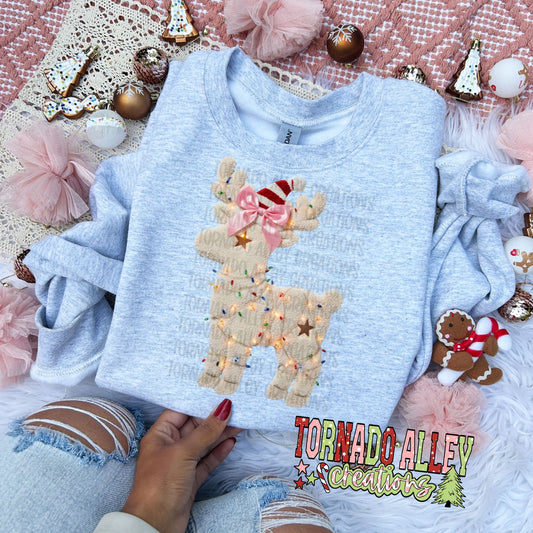 Reindeer Faux Textured Crewneck