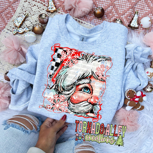 Cute Vintage Santa Brushstroke Crewneck