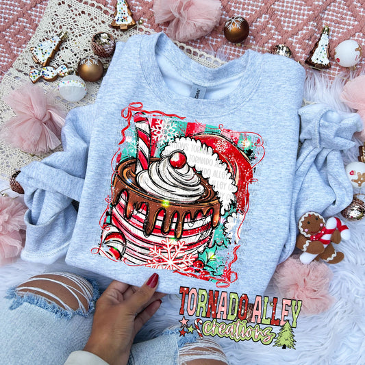 Cute Hot Cocoa Brushstroke Crewneck