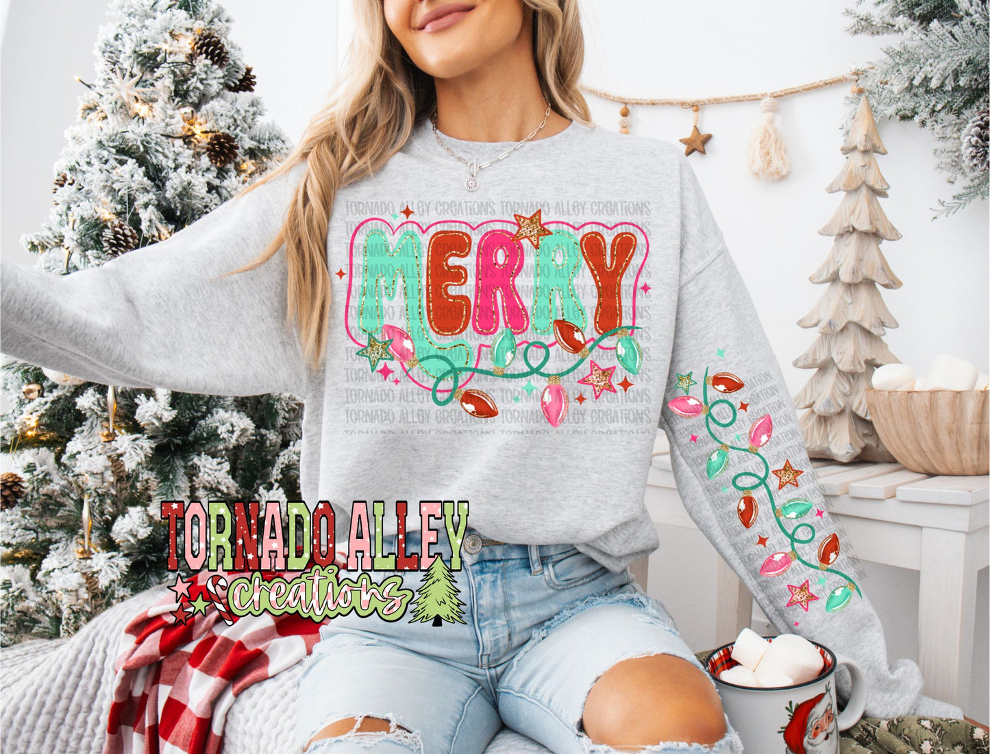 Merry Christmas Lights Crewneck