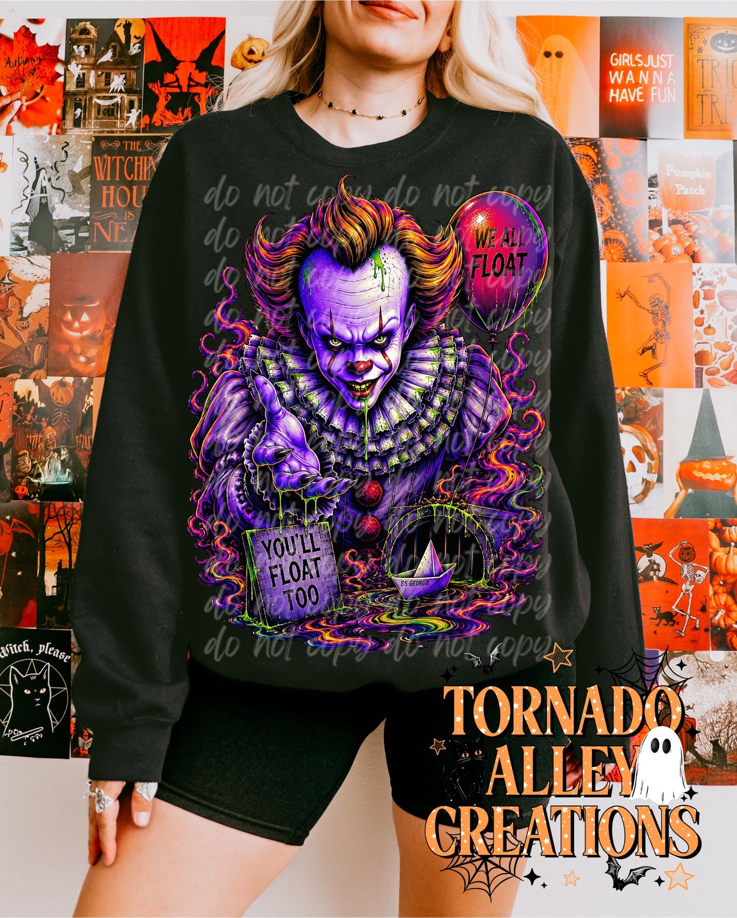 Neon Halloween Clown Crewneck