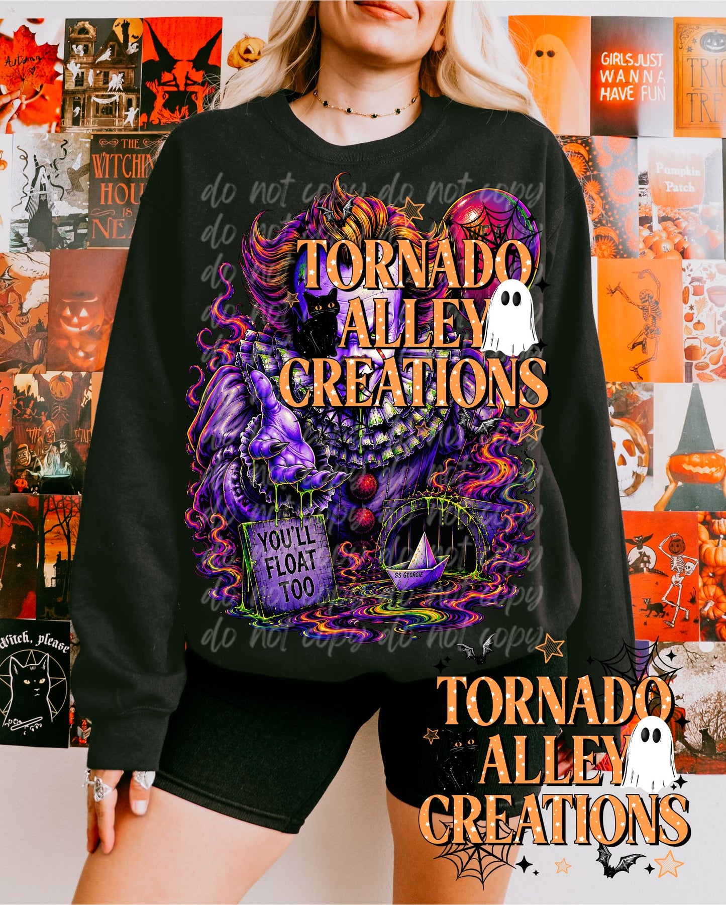 Neon Halloween Clown Crewneck