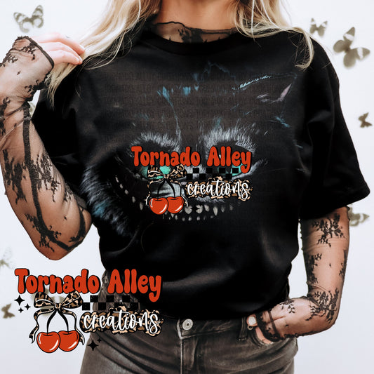 Spooky Retro Cat Half-Tone Tee