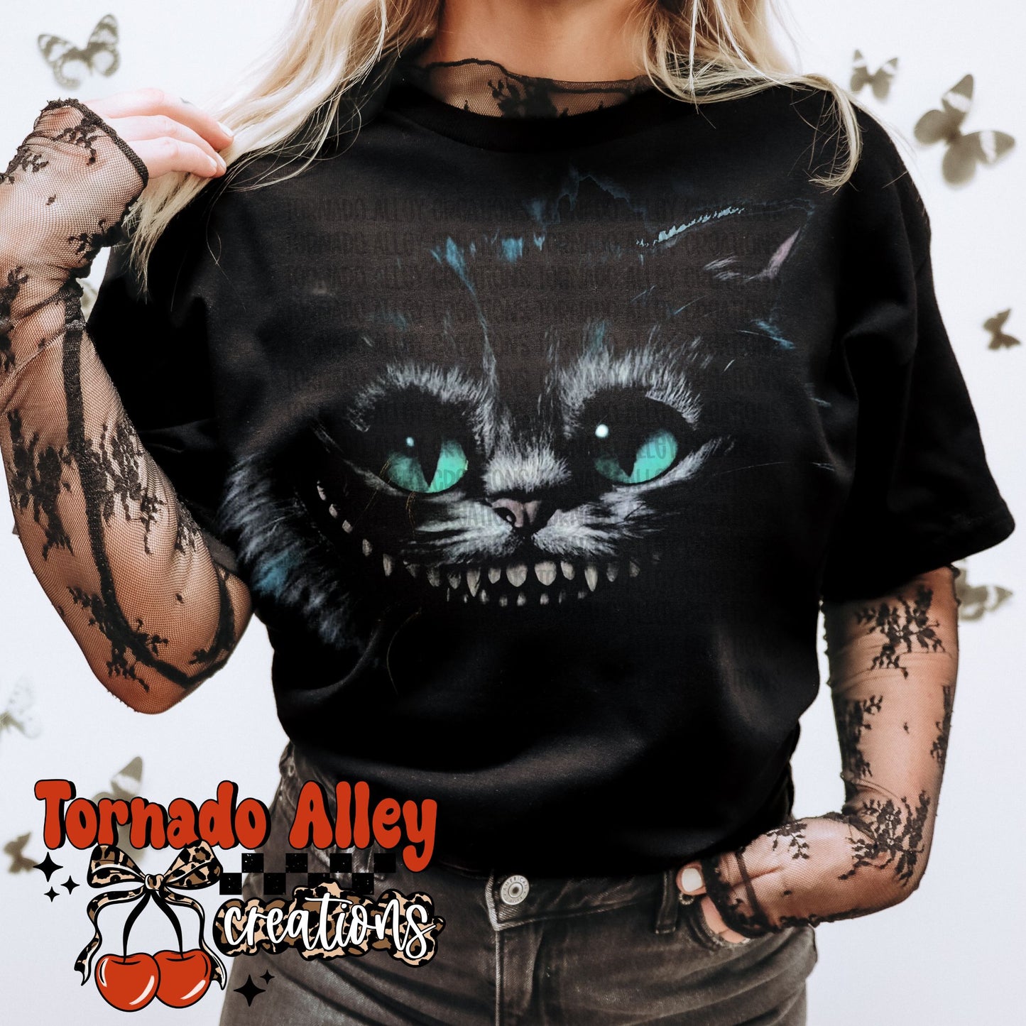 Spooky Retro Cat Half-Tone Tee