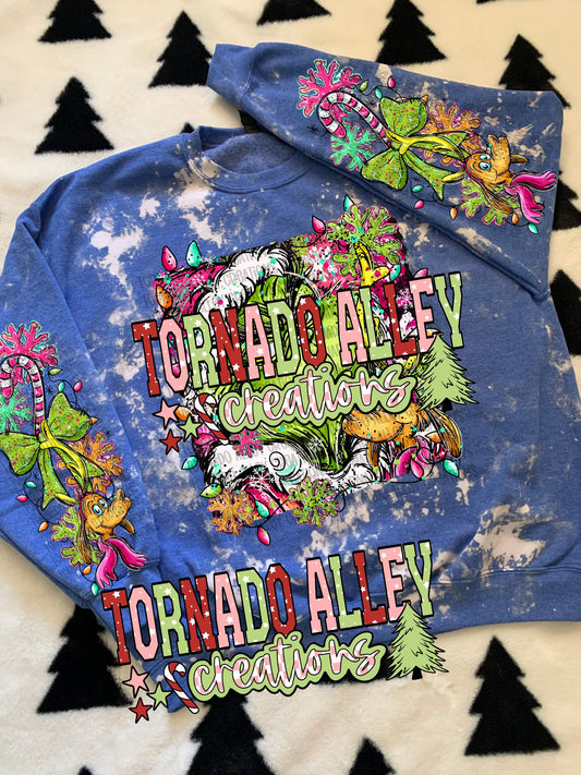 Cute Doodle Green Guy Crewneck