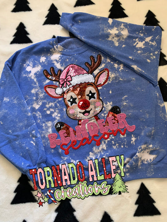 Reindeer Season Faux Sequin Crewneck