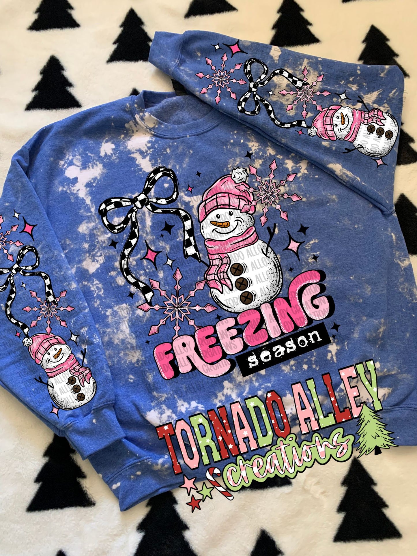 Pink Freezing Season Snowman Crewneck