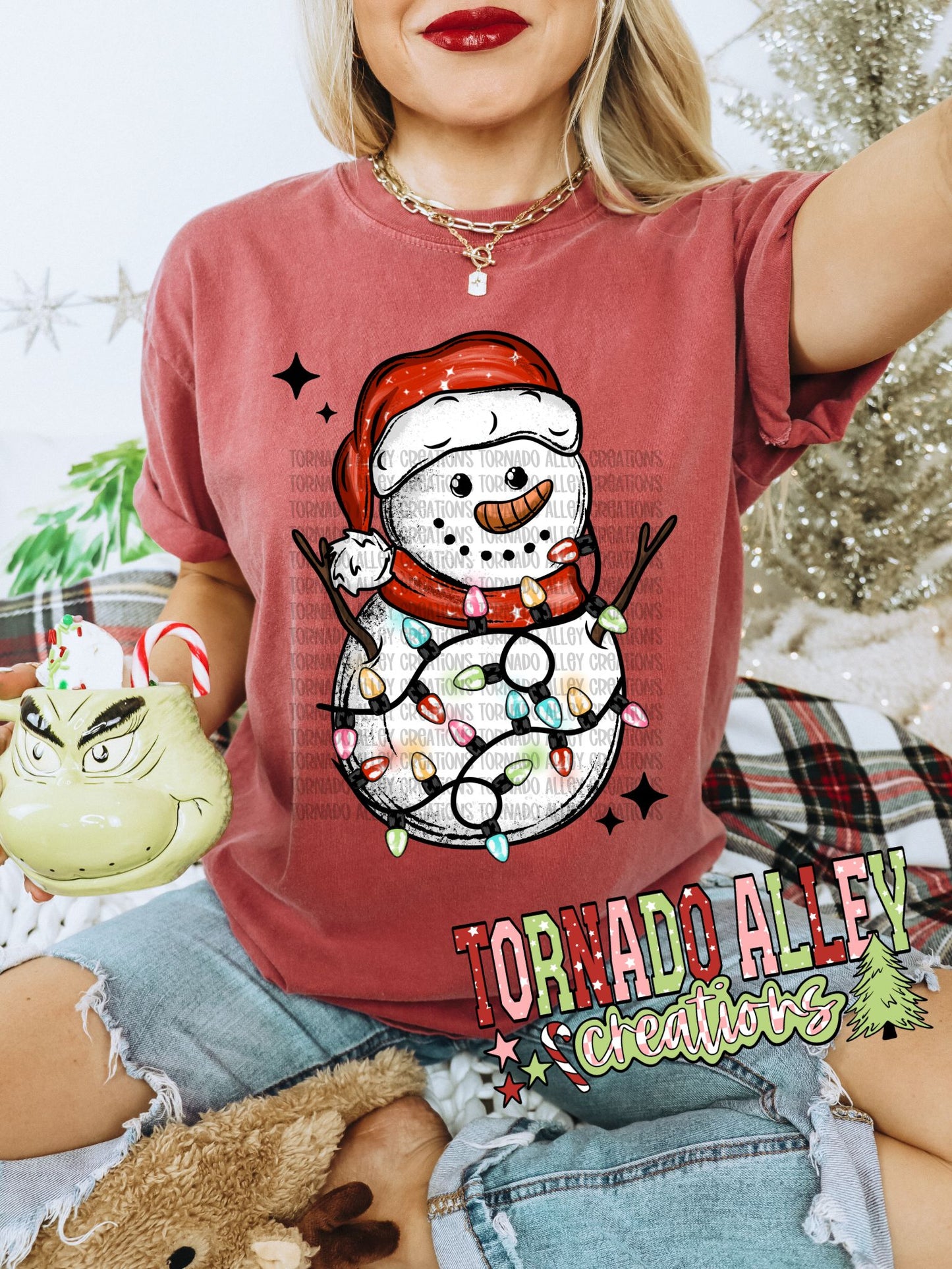 Christmas Lights Snowman Tee