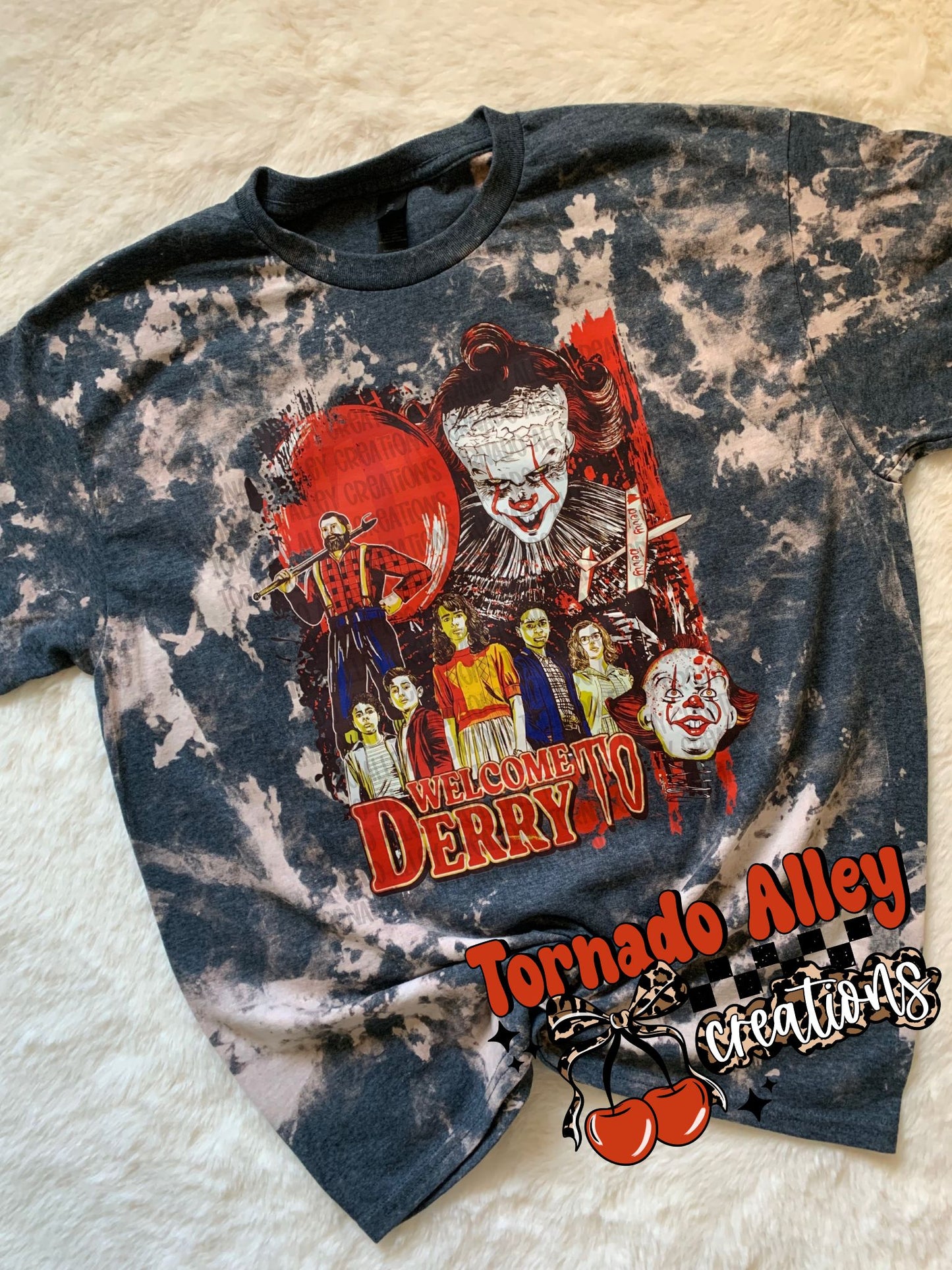Retro Spooky Clown Bleached Tee