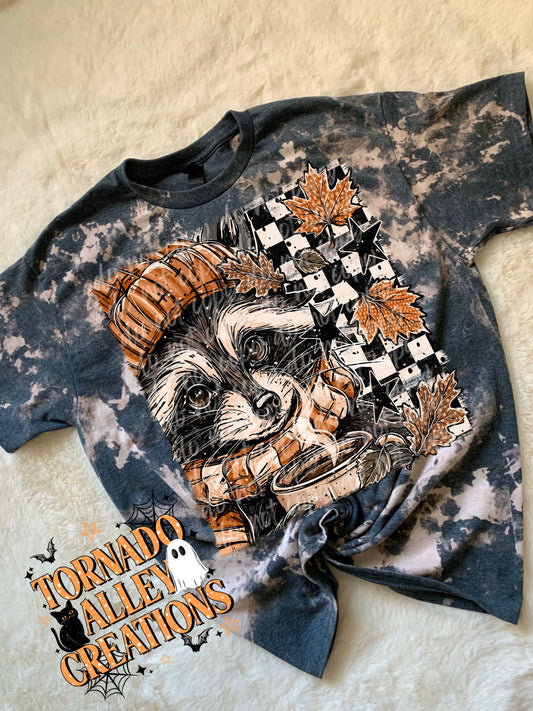 Fall Raccoon Bleached Tee