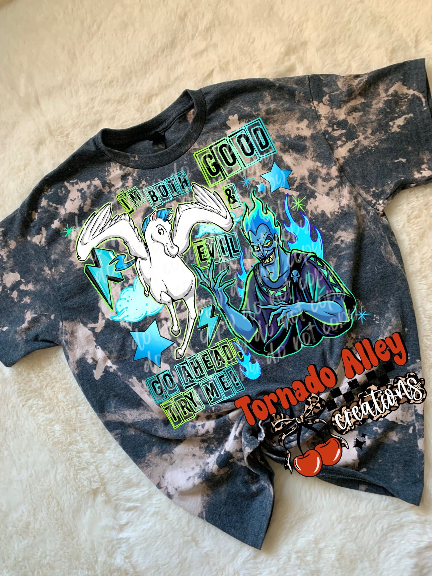 Good and  Evil Bleached Tee