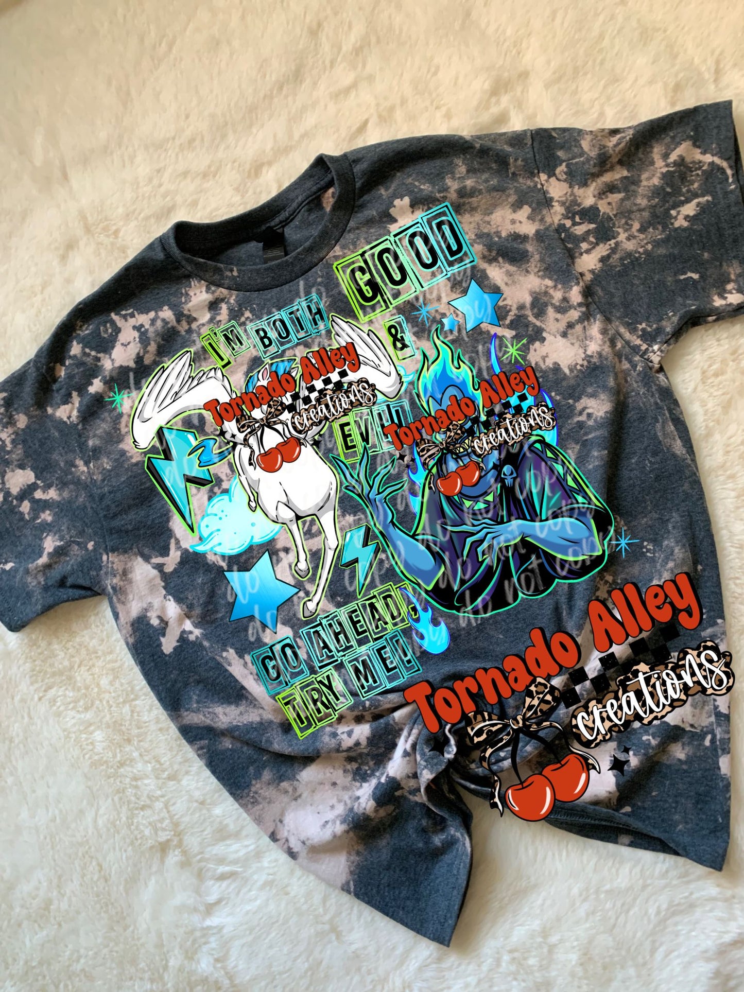 Good and  Evil Bleached Tee