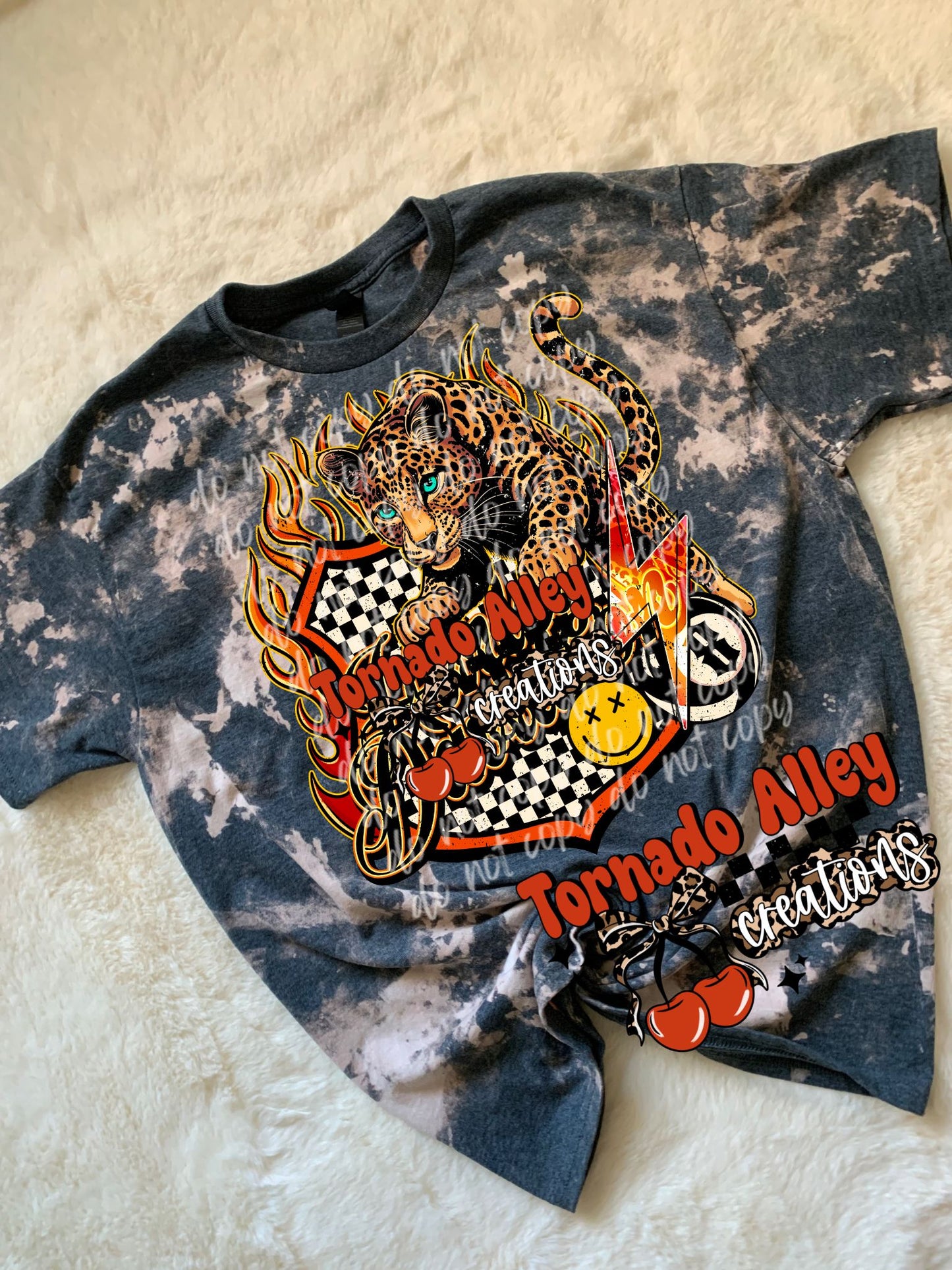 Edgy Cheetah Motorcycle Bleached Tee