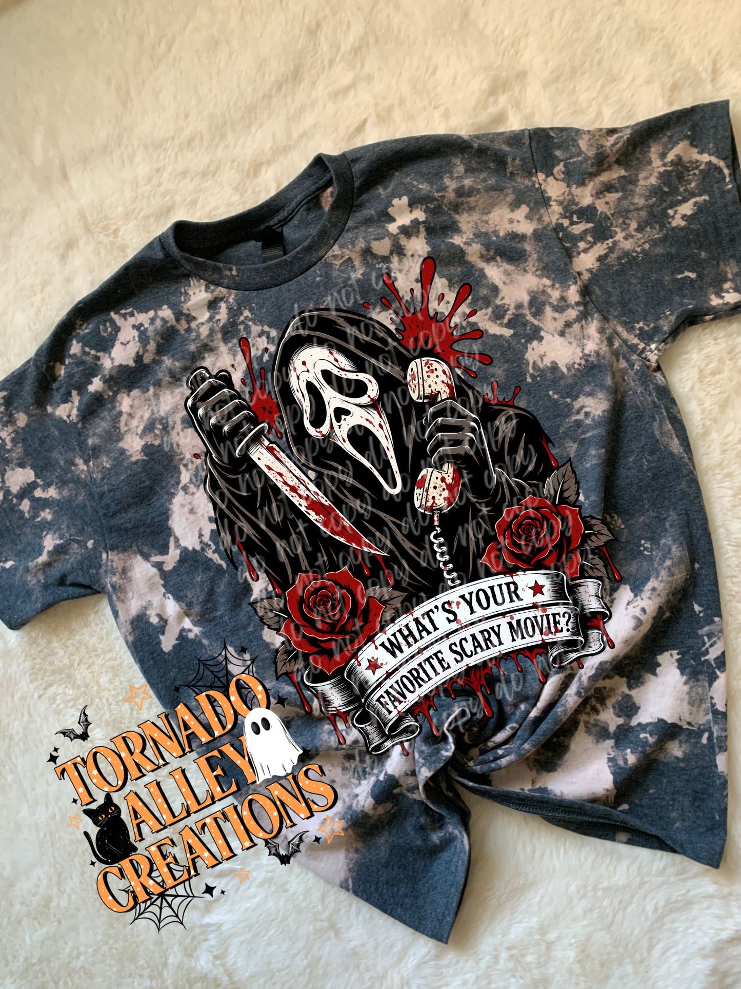 Spooky Movie Slasher Bleached Tee