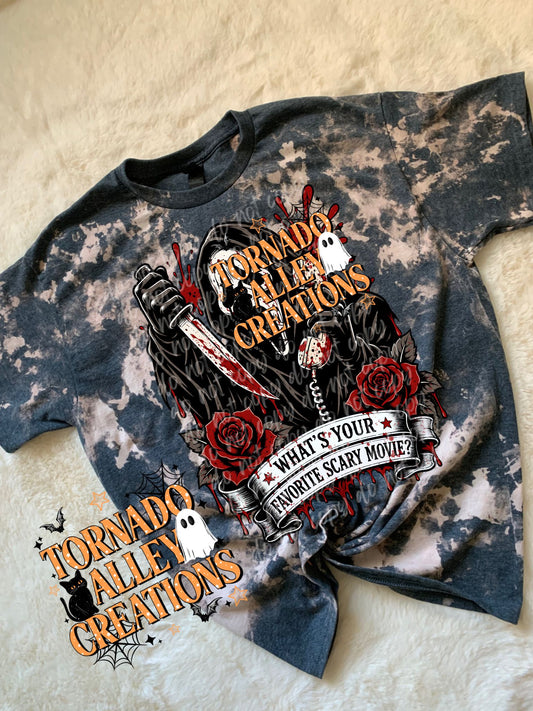 Spooky Movie Slasher Bleached Tee