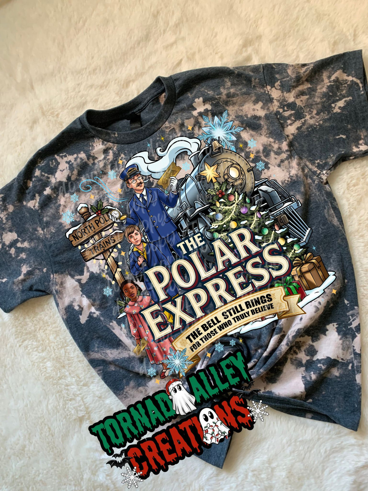 Train Christmas Bleached Tee