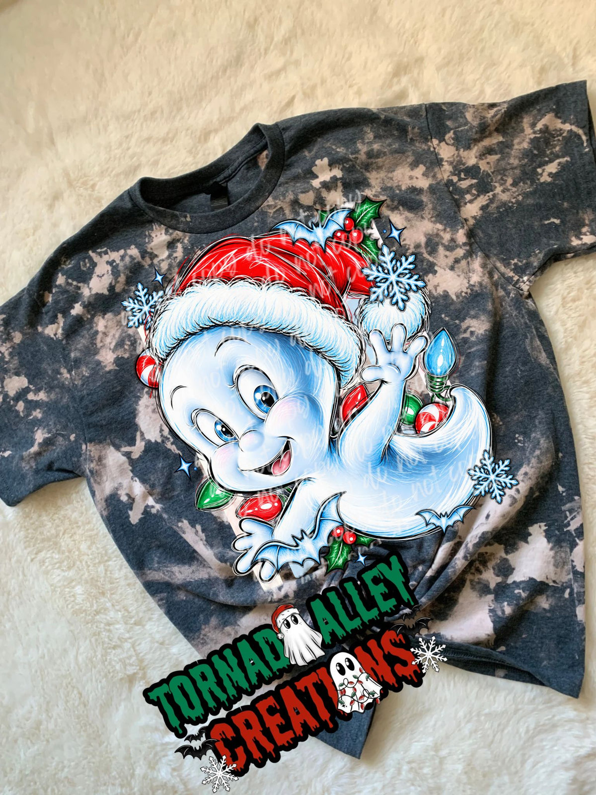 Spooky Ghost Christmas Bleached Tee