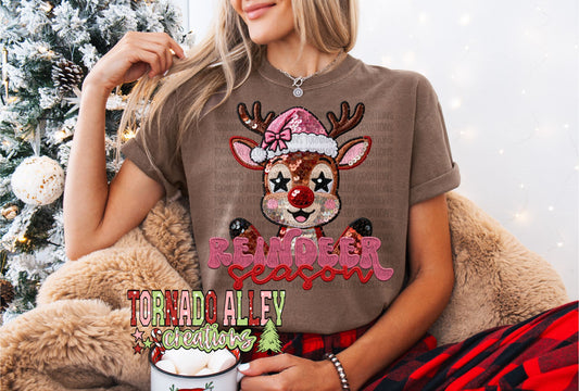 Reindeer Season Faux Sequins Tee