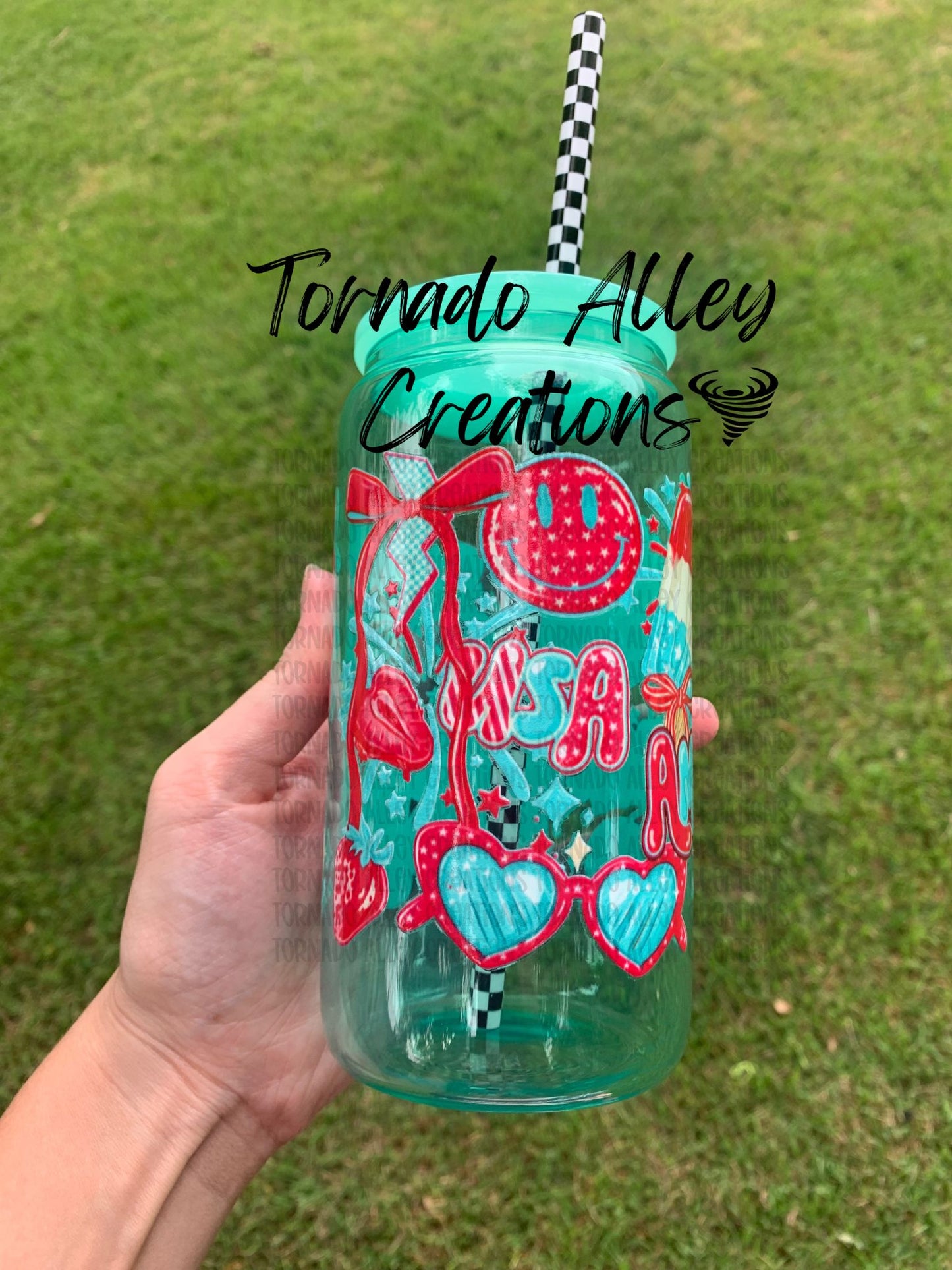 Retro America Glass Can