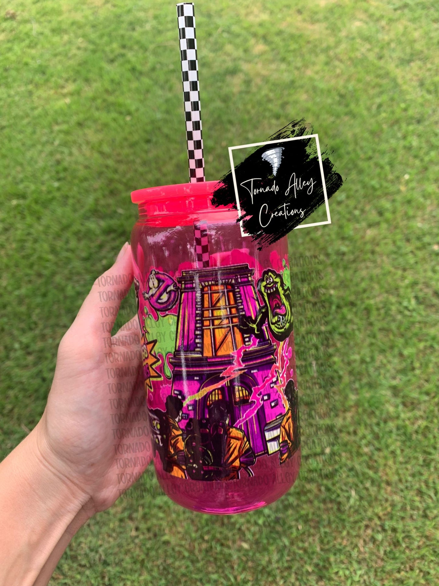 Retro Ghosts Glass Can