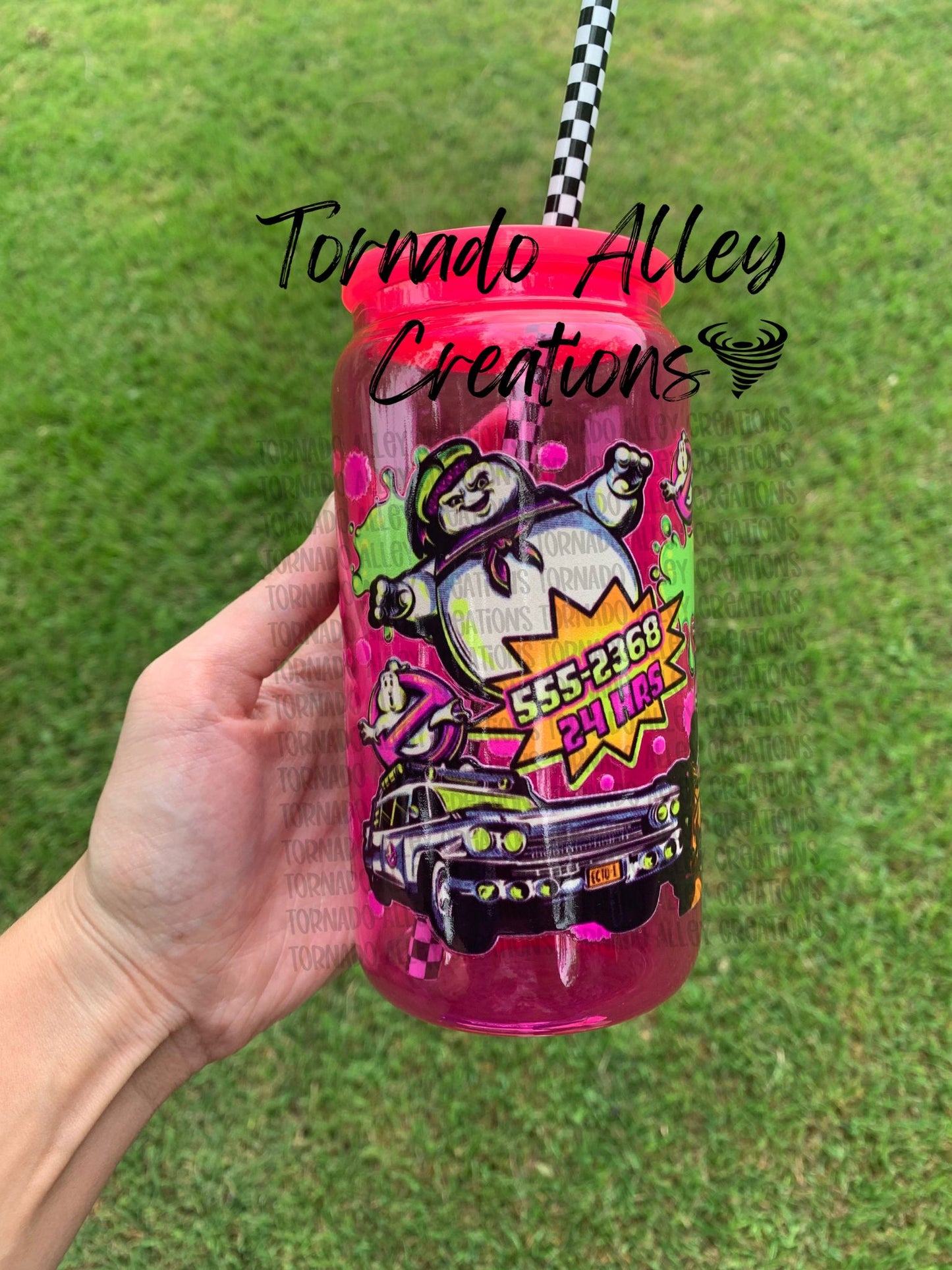 Retro Ghosts Glass Can