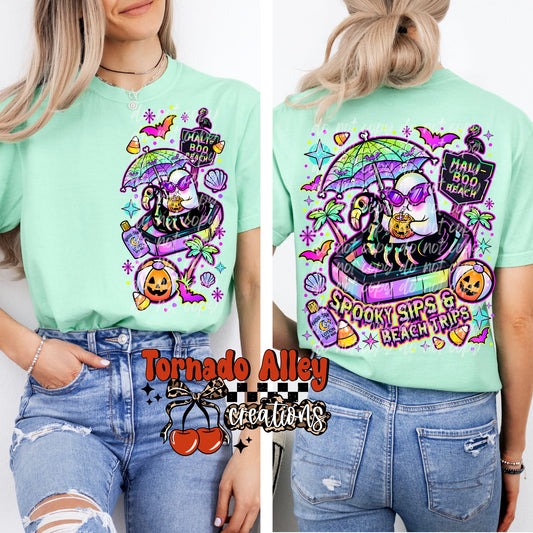Spooky Sips Beach Trips Tee