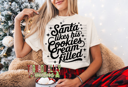 Santa Likes His Cookies Cream Filled Tee