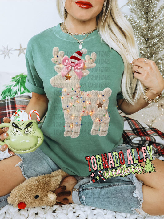 Reindeer Faux Textured Tee