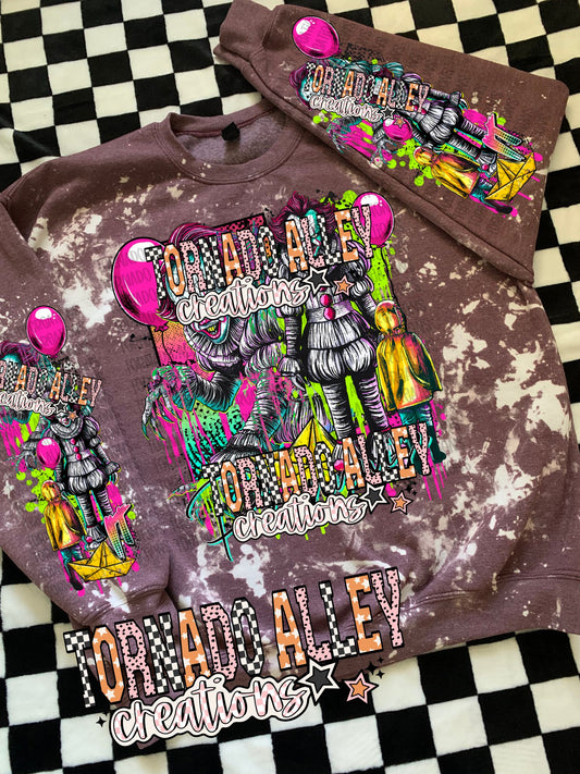 Spooky Neon Clown Crewneck