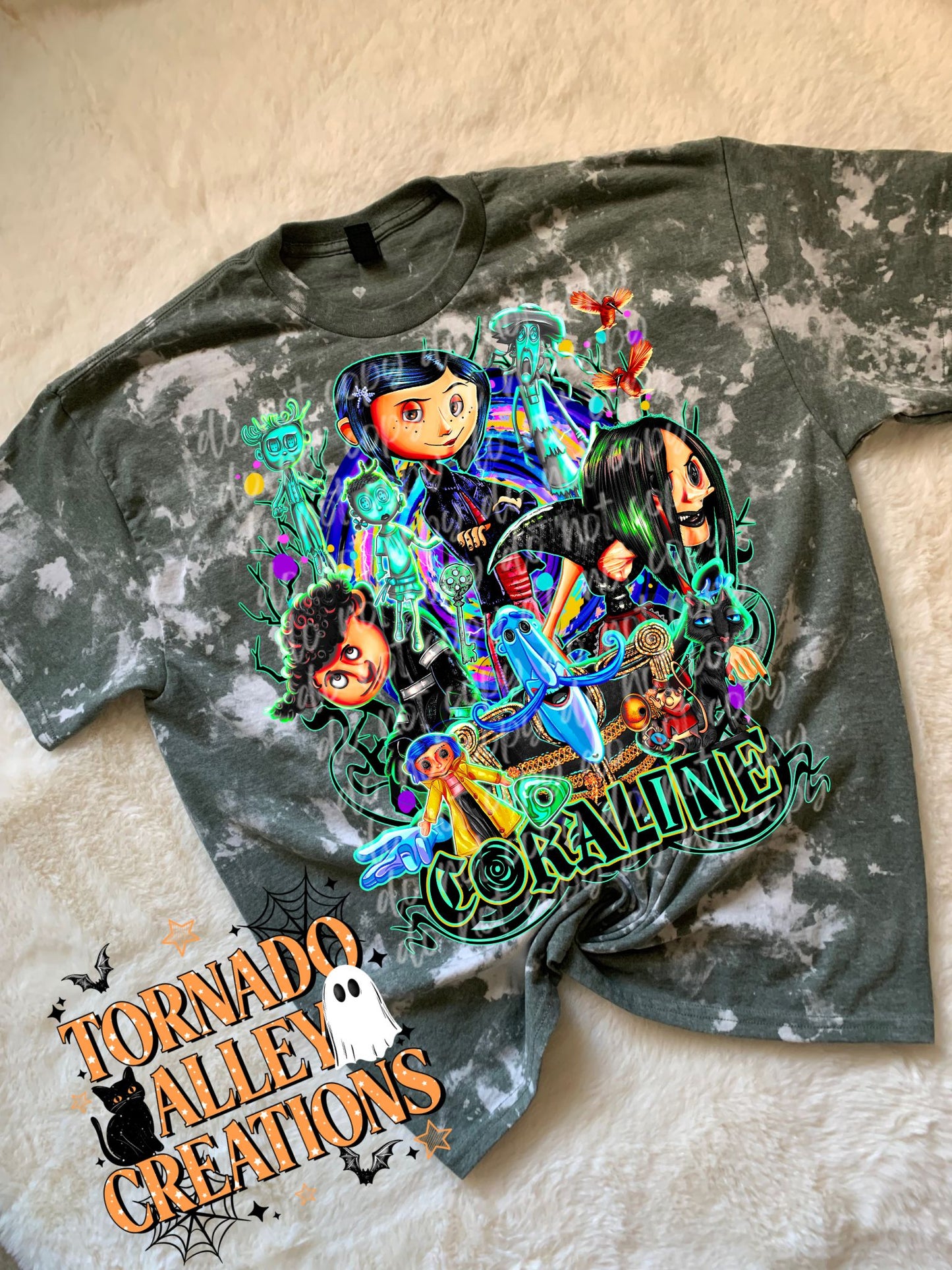 Spooky Buttons Bleached Tee