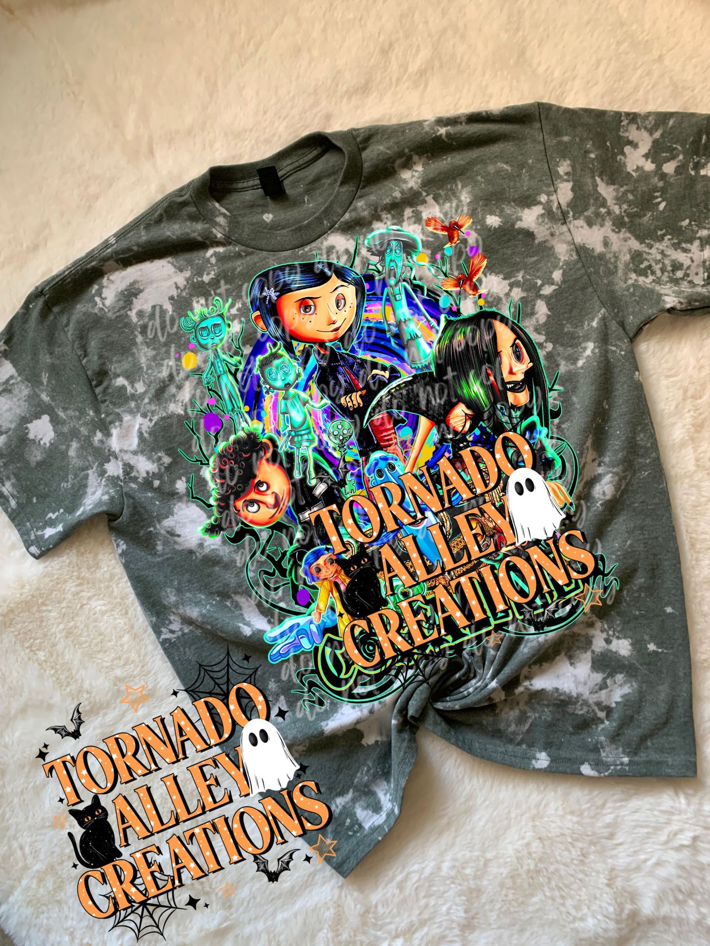 Spooky Buttons Bleached Tee