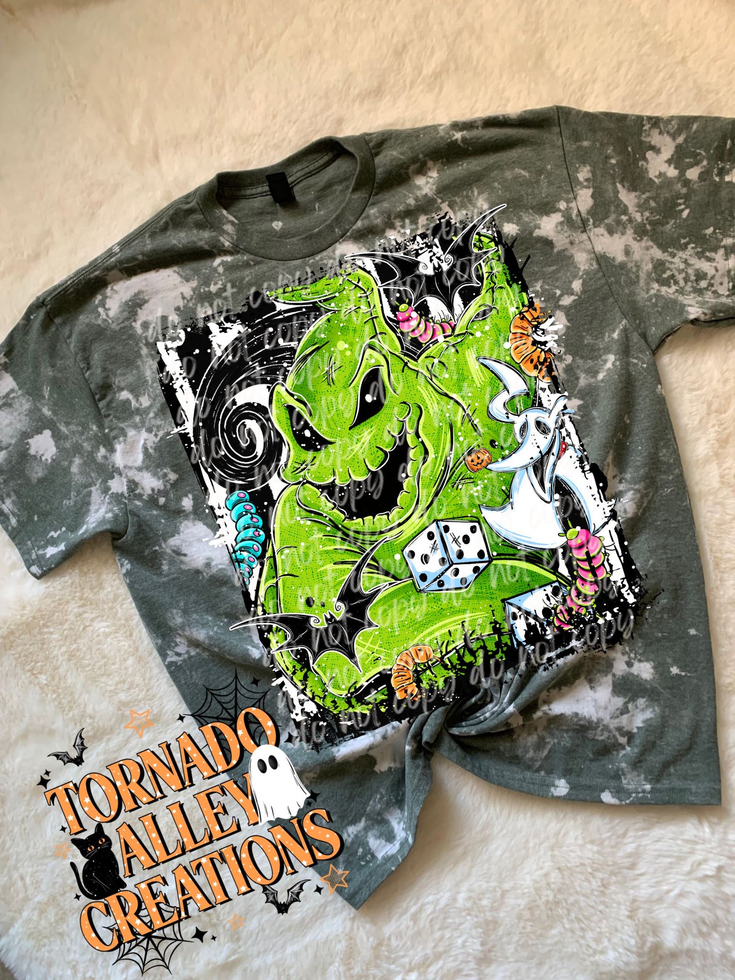 Spooky Christmas Monster Bleached Tee