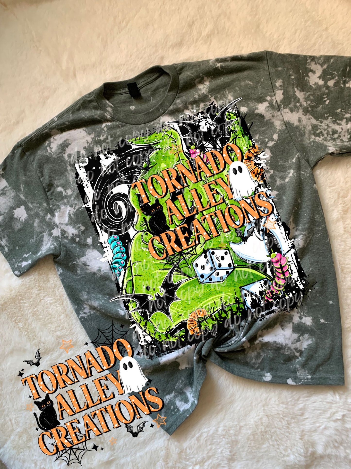 Spooky Christmas Monster Bleached Tee