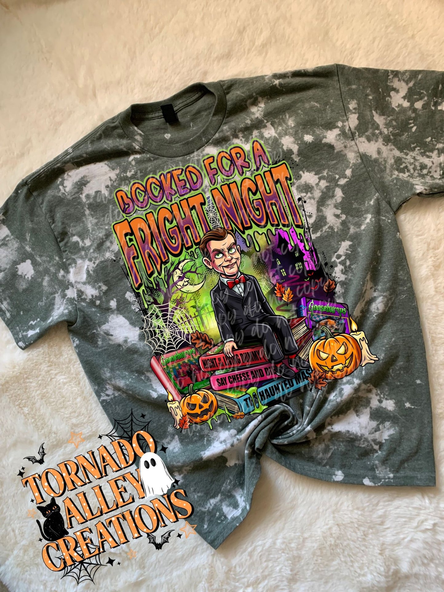 Booked for a Fright Night Bleached Tee