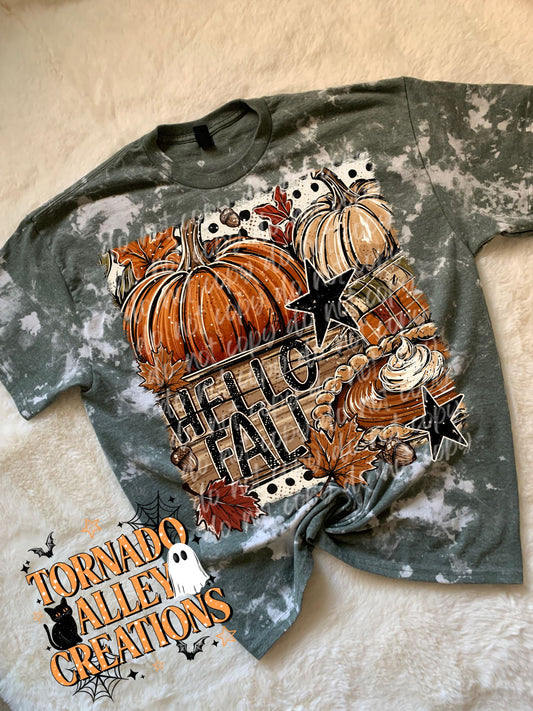 Hello Fall Bleached Tee