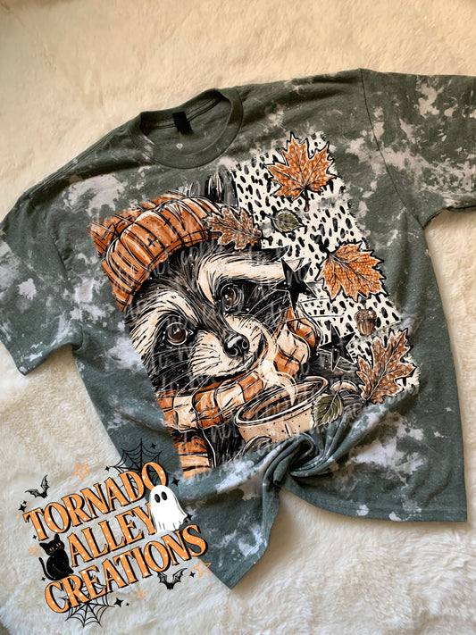 Autumn Raccoon Bleached Tee