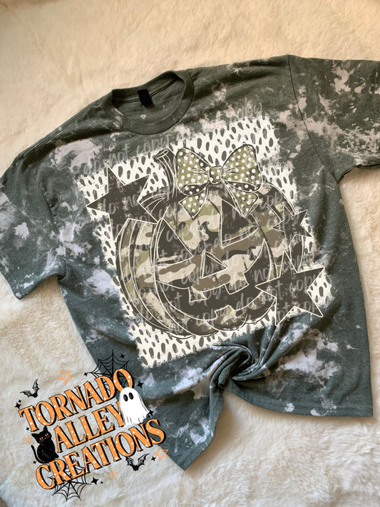 Camo Jack O Lantern Bleached Tee