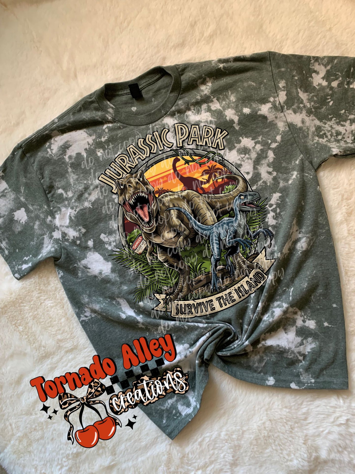 Retro Dinosaurs Bleached Tee